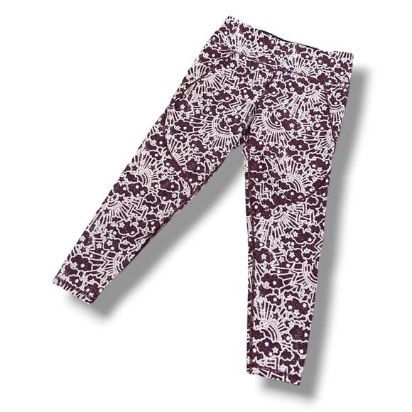 Sweaty Betty Pants - Sweaty Betty The Power Leggings Size Medium 7/8 Length Abstract Burgundy Print